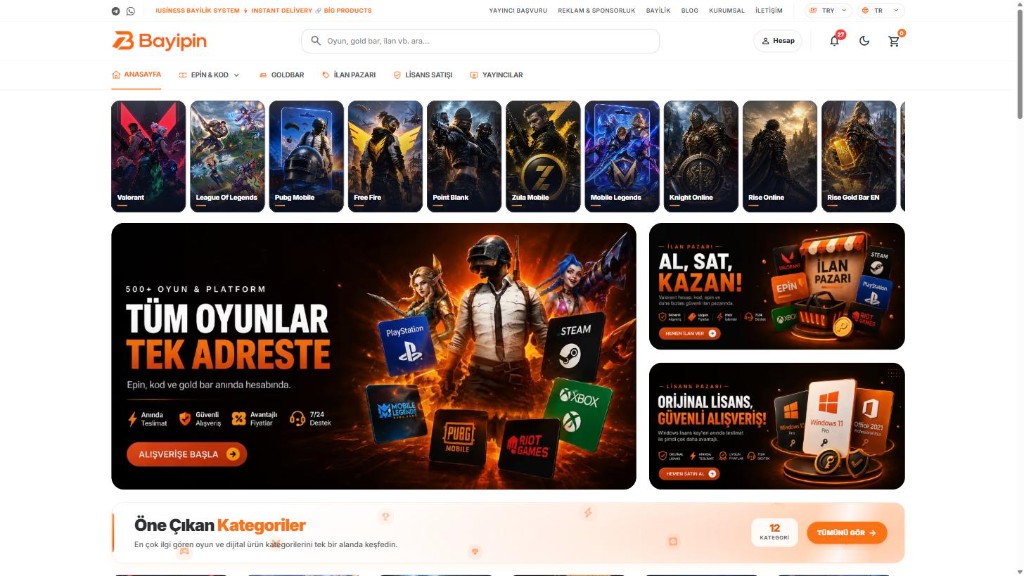 Bayipin mağaza ve ürün